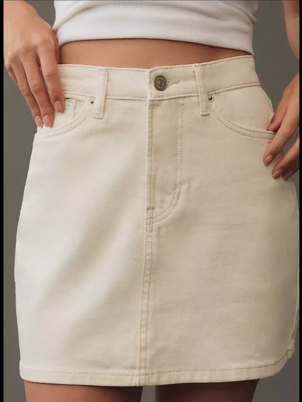 Anthropologie Tan Jean Mini Skirt